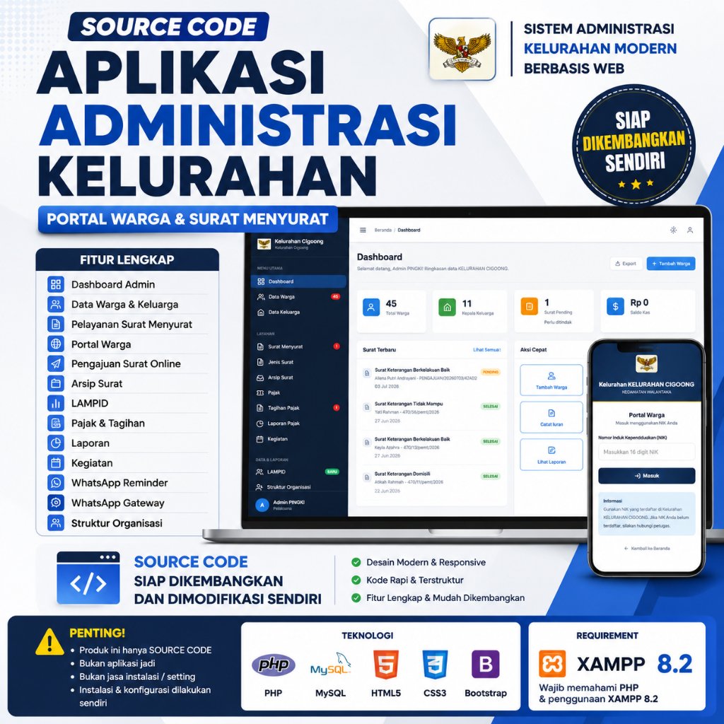 SOURCE CODE APLIKASI ADMINISTRASI KELURAHAN + PORTAL WARGA & SURAT MENYURAT