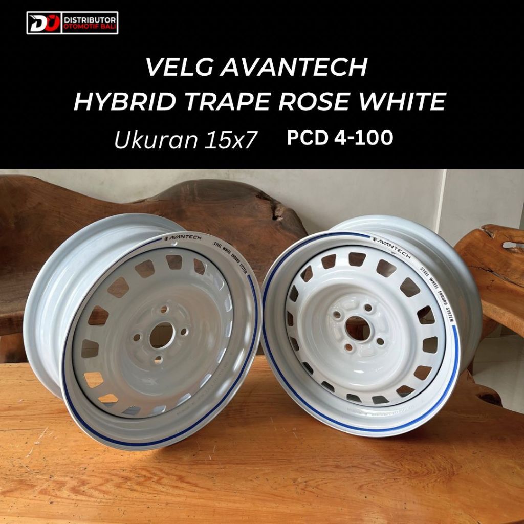 Velg Avantech Hybrid Trape Rose White Ukuran 15x7 PCD 4-100