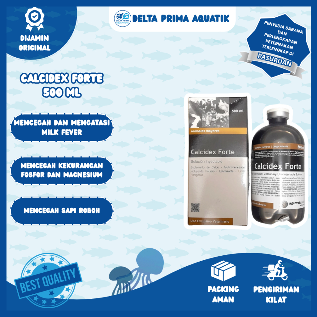 Calcidex Forte 500ml - Untuk Ketosis Sapi Ambruk Milk Fever Bagi Ternak