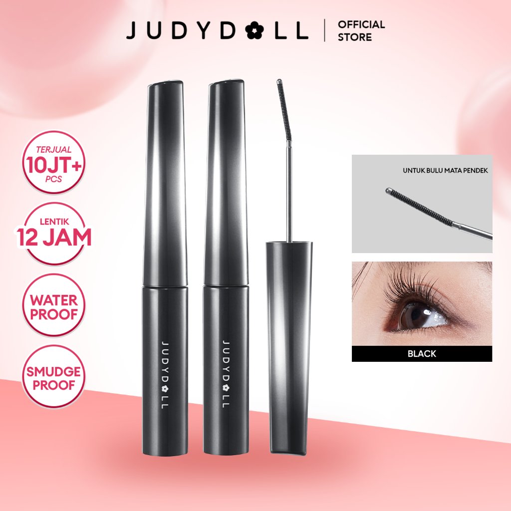 (BUNDLE) Judydoll Fine Curling Mascara Twinpack (Maskara Besi Waterproof, Smudgeproof, Anti Clumpy, 