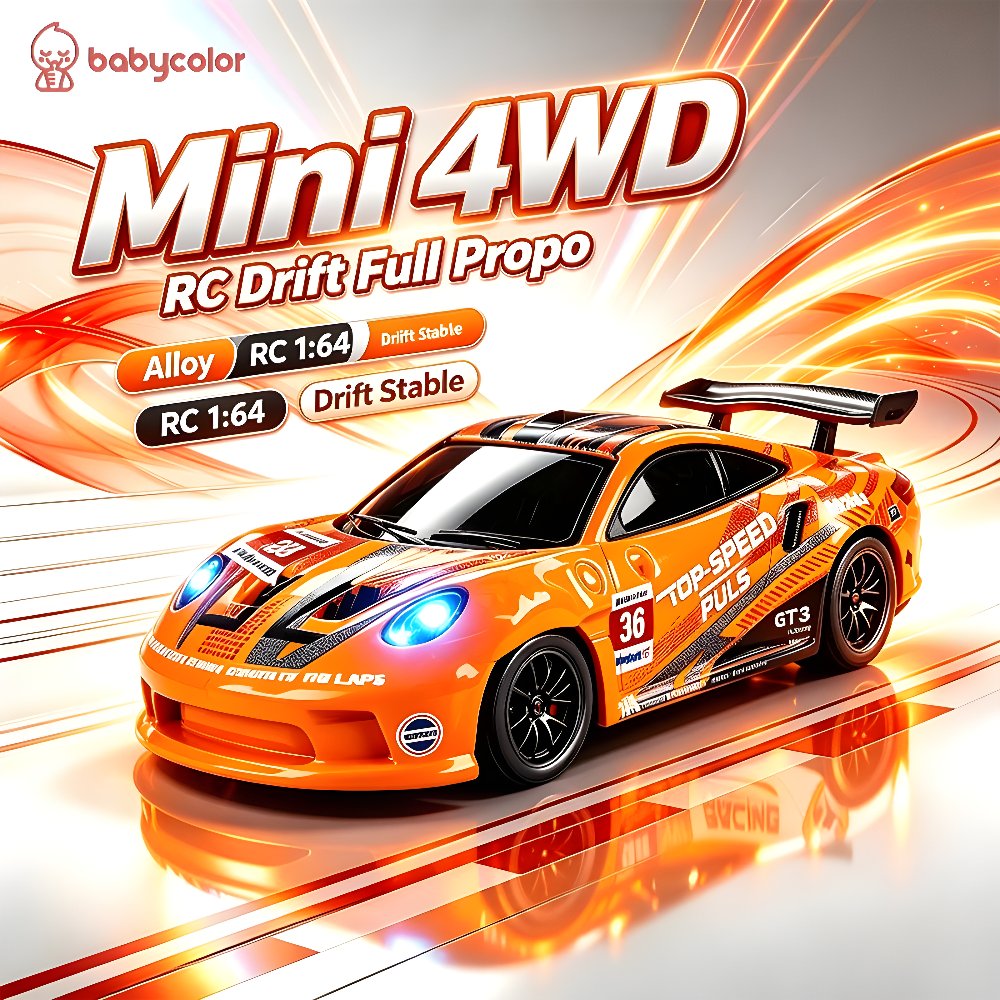 BABYCOLOR Desktop Mini RC Drift Full Propo RC Drift Mini 1:64 Car Mobil Drift Remote Control 4WD
