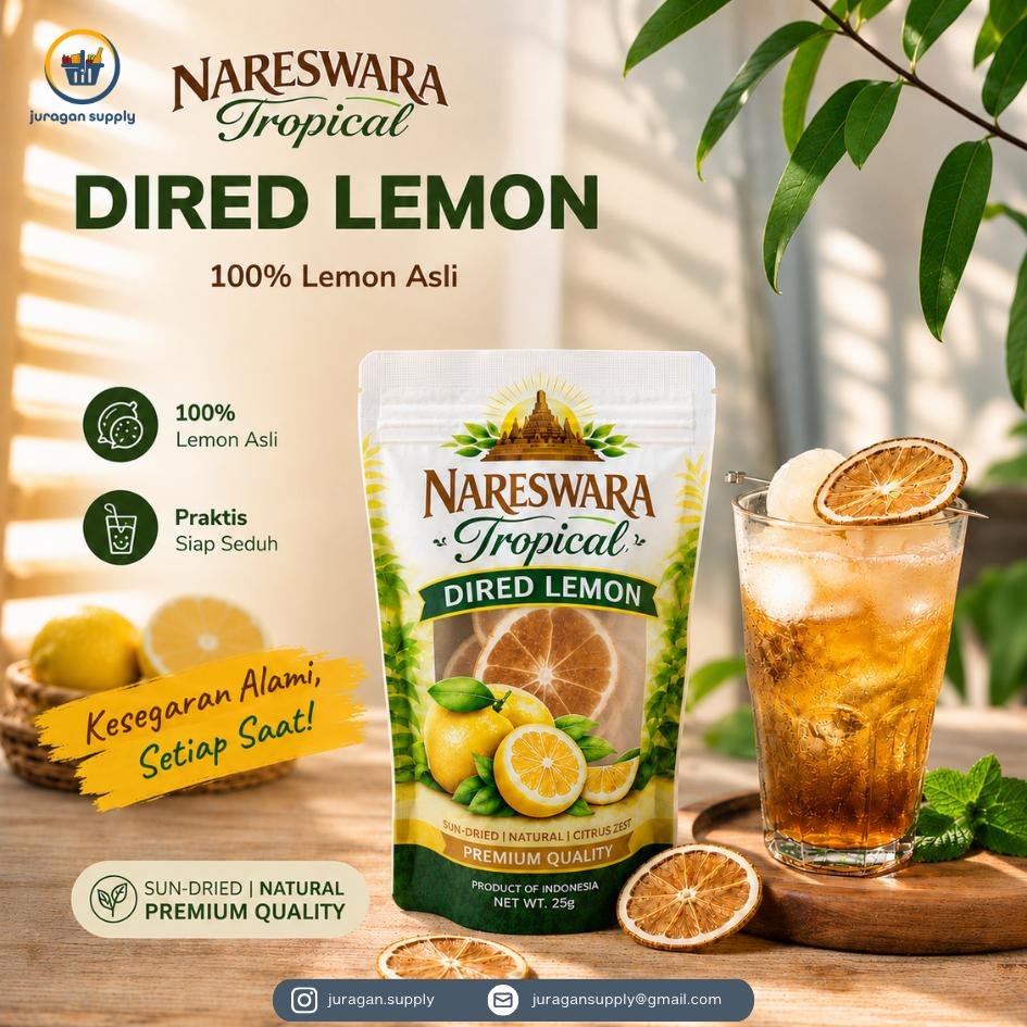 NARESWARA TROPICAL DRIED LEMON 25G - NATURAL DRIED JERUK LEMON SLICE UNTUK MINUMAN DAN DESSERT