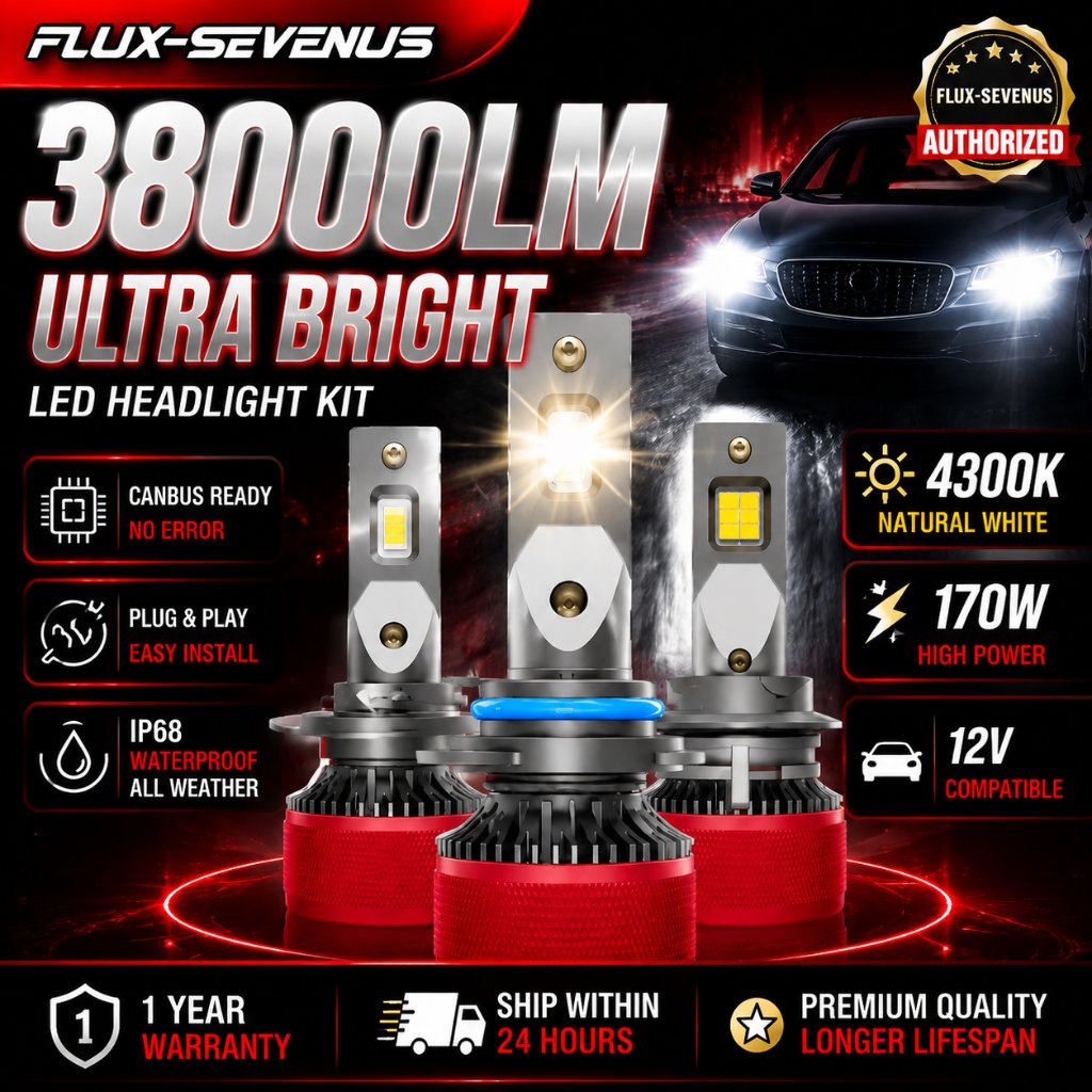 FLUX-SEVEN USA LED Mobil 170W 38000LM 4300K H4 H11 9005 9012 Bohlam Lampu Depan Mobil Super Terang U