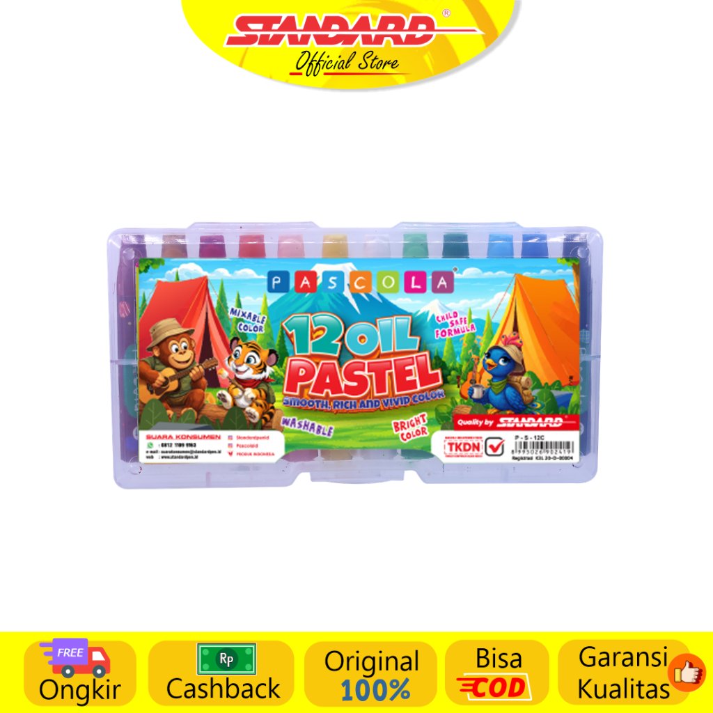 Standard - Pascola Oil Pastel 12 / Set ( Crayon / Pewarna / Coloring )