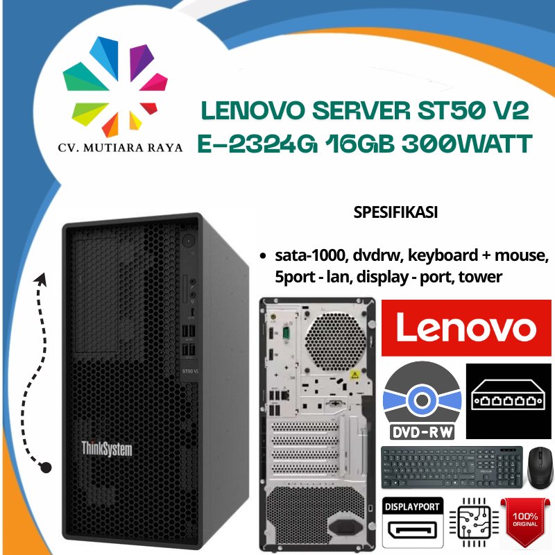 LENOVO SERVER ST50 V2 E-2324G 16GB 300WATT