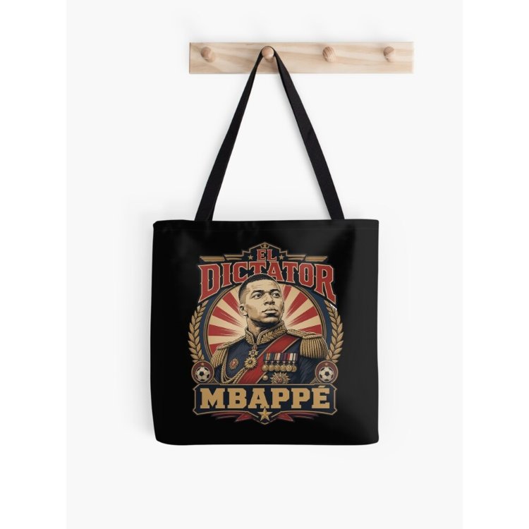 Kylian Mbappe Dictator, Kylian Mbappe General - Dictator Mbappe Tote Bag Hitam