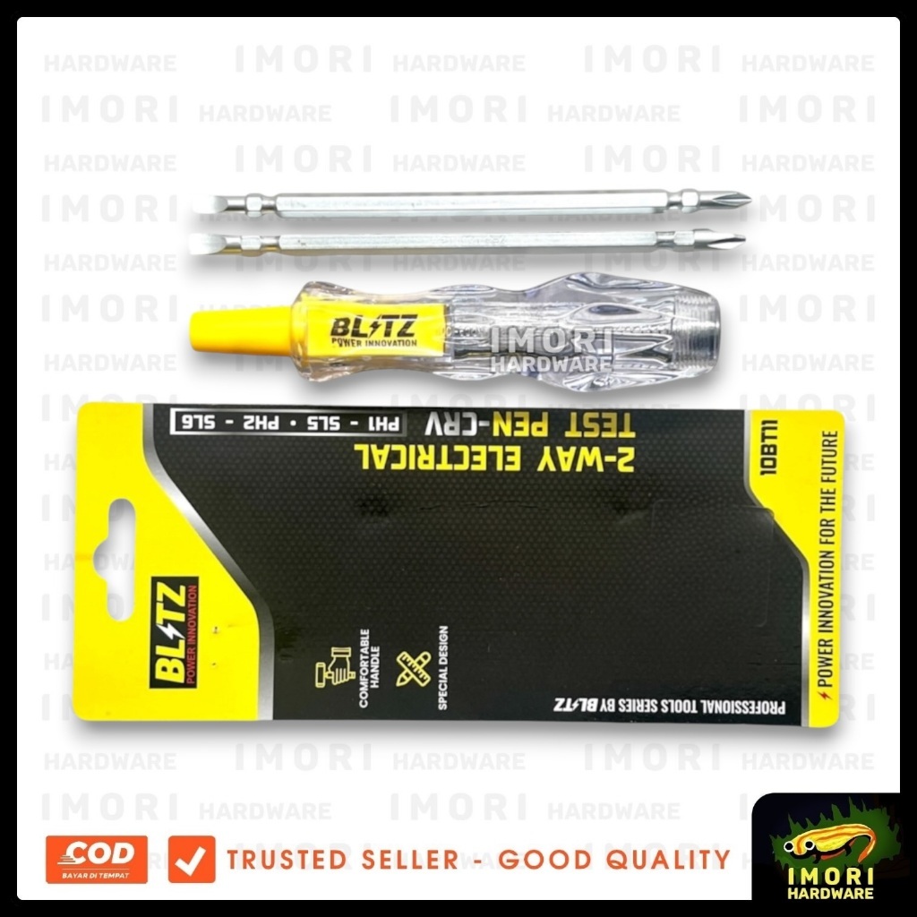 BLITZ Obeng Test Pen philips Listrik AC Tester 2 way 3 pcs 20 cm tespen im