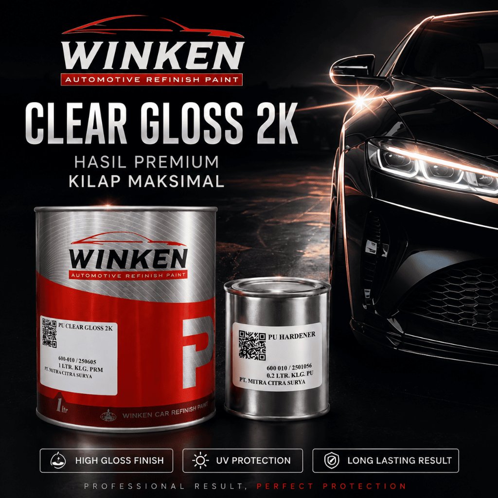 WINKEN Cat PU 2K Clear Gloss Transparan 4:1 | Cat Clear PU Kayu Besi Otomotif