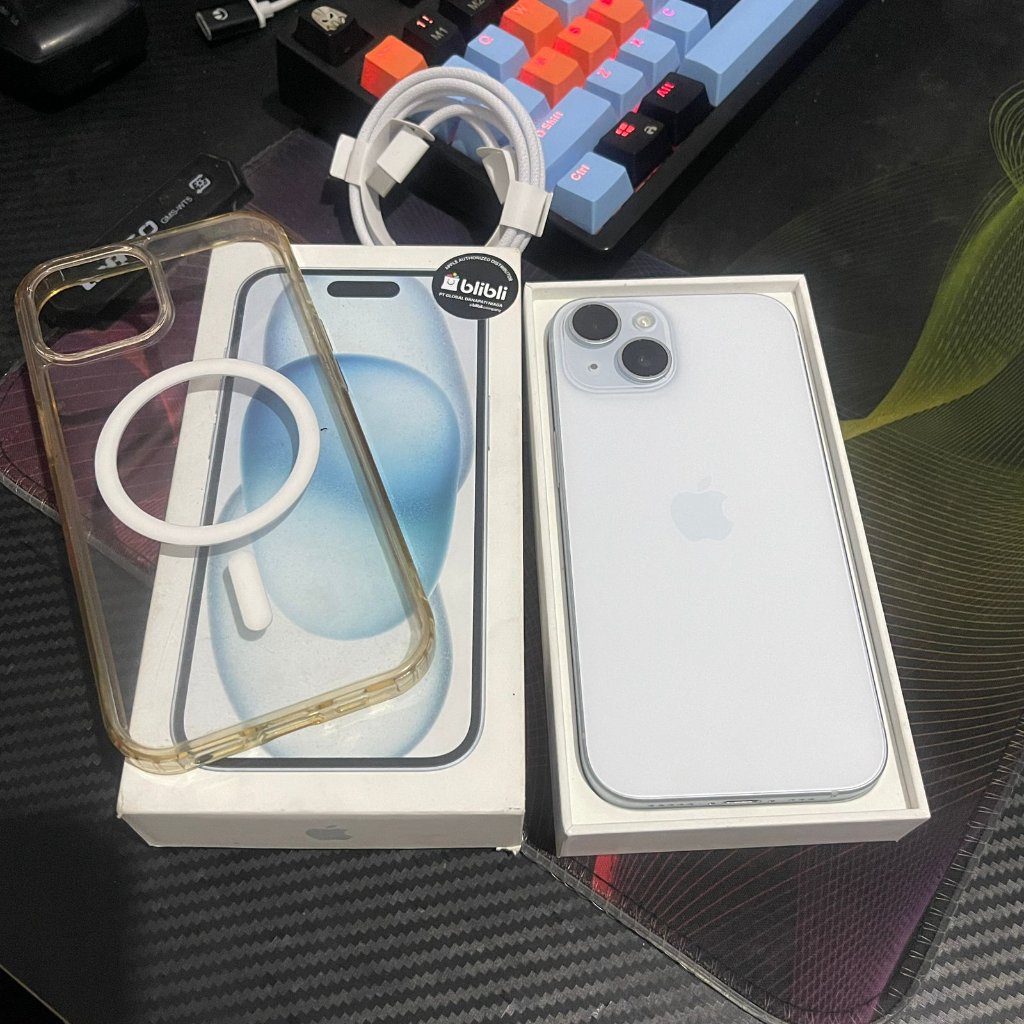 iPhone 15 128gb Blue Fullset Blibli