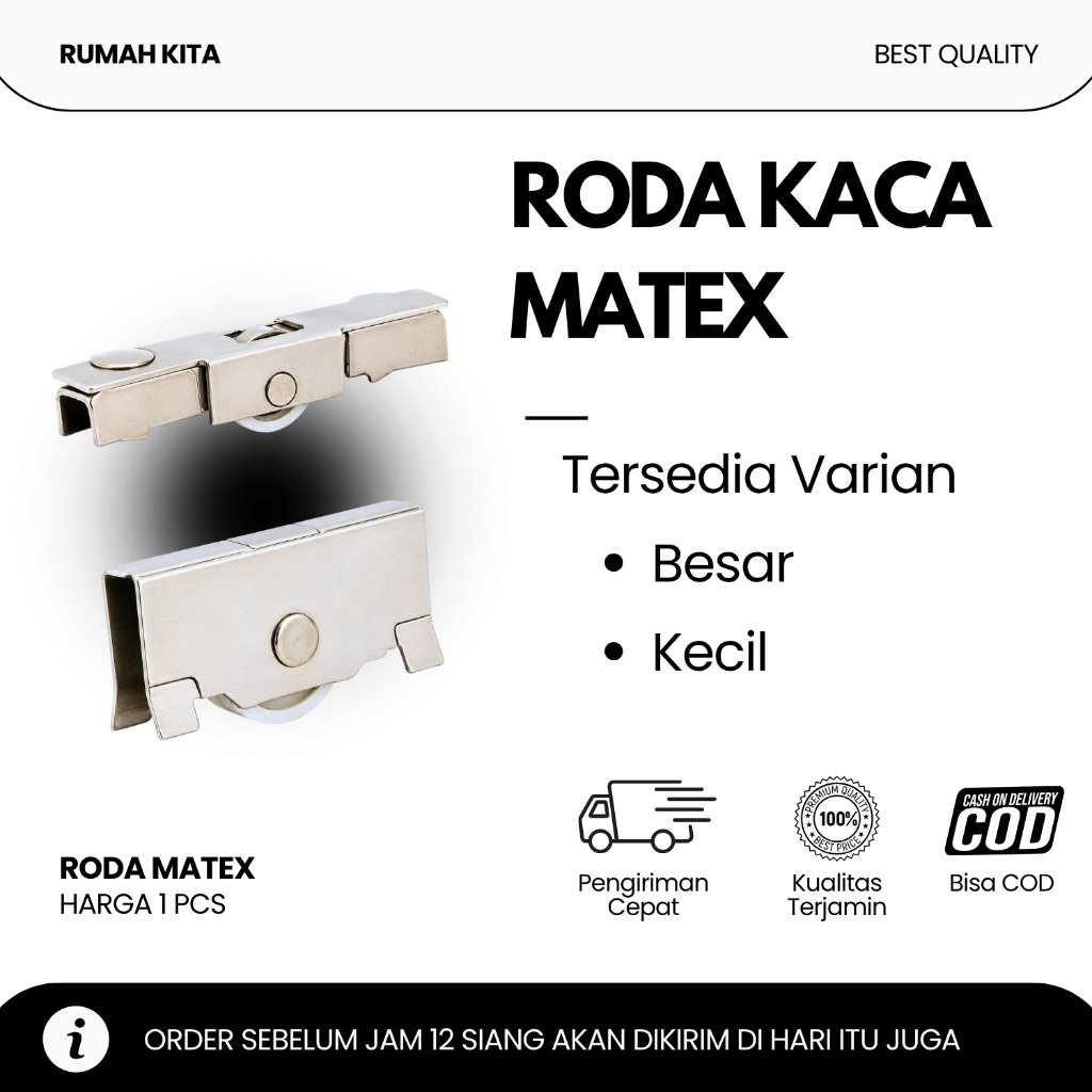 Roda Kaca Matex 1 pcs untuk lemari kaca varian besar kecil
