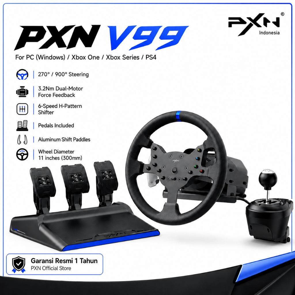 PXN V99 Racing Wheel Setir Game Simulator PC PS4 PS5 Xbox Force Feedback 3.2Nm Original