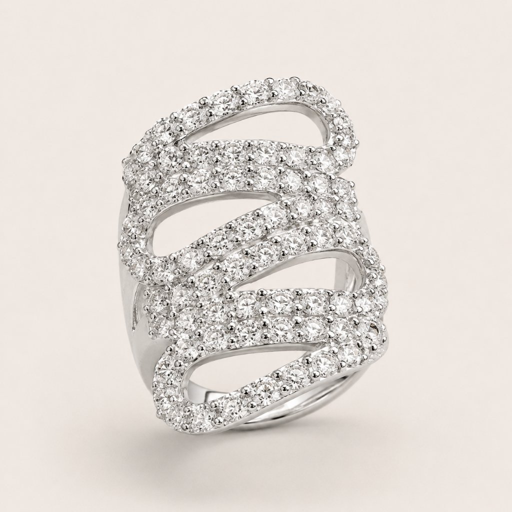 YOBEL-CINCIN WANITA PESTA MULTI-LAYER BERLIAN SILVER [72000393]