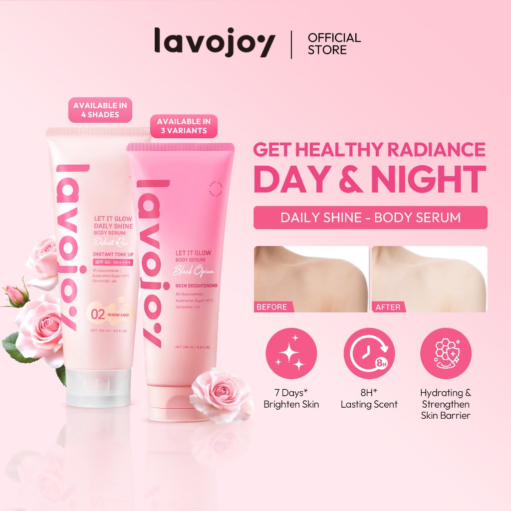 [BUNDLE DAY&NIGHT] Lavojoy Let It Glow Daily Shine Body Serum Instant Tone Up Delicate Rose with SPF