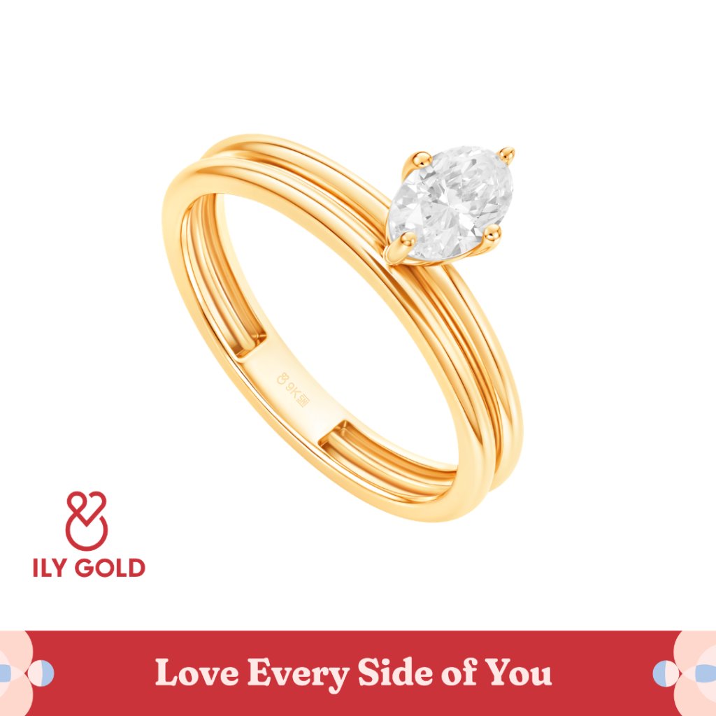 ILY GOLD Bravery - Marquise Ring / cincin wanita 9K