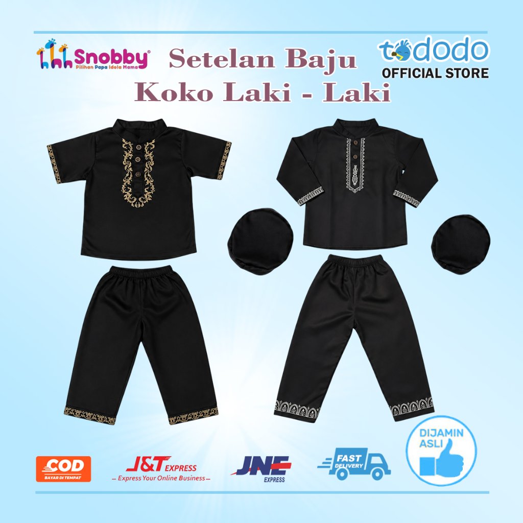 Setelan Baju Muslim Anak Laki Laki Baju Koko Peci SNOBBY SET KOKO ANAK EID MUBARAK SERIES Baju Raya 
