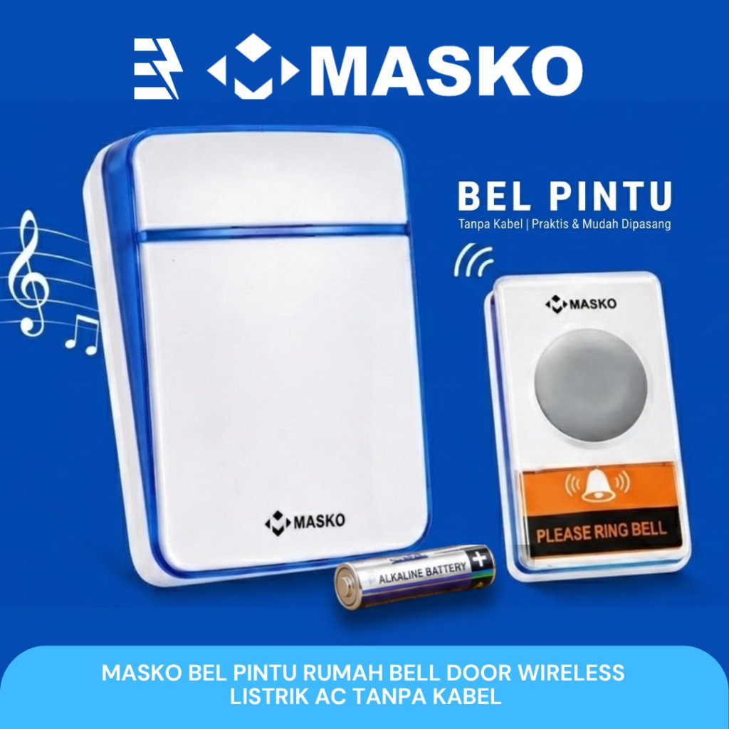 Masko Bel Pintu Rumah Door Bell Wireless Listrik AC Tanpa Kabel MS-028