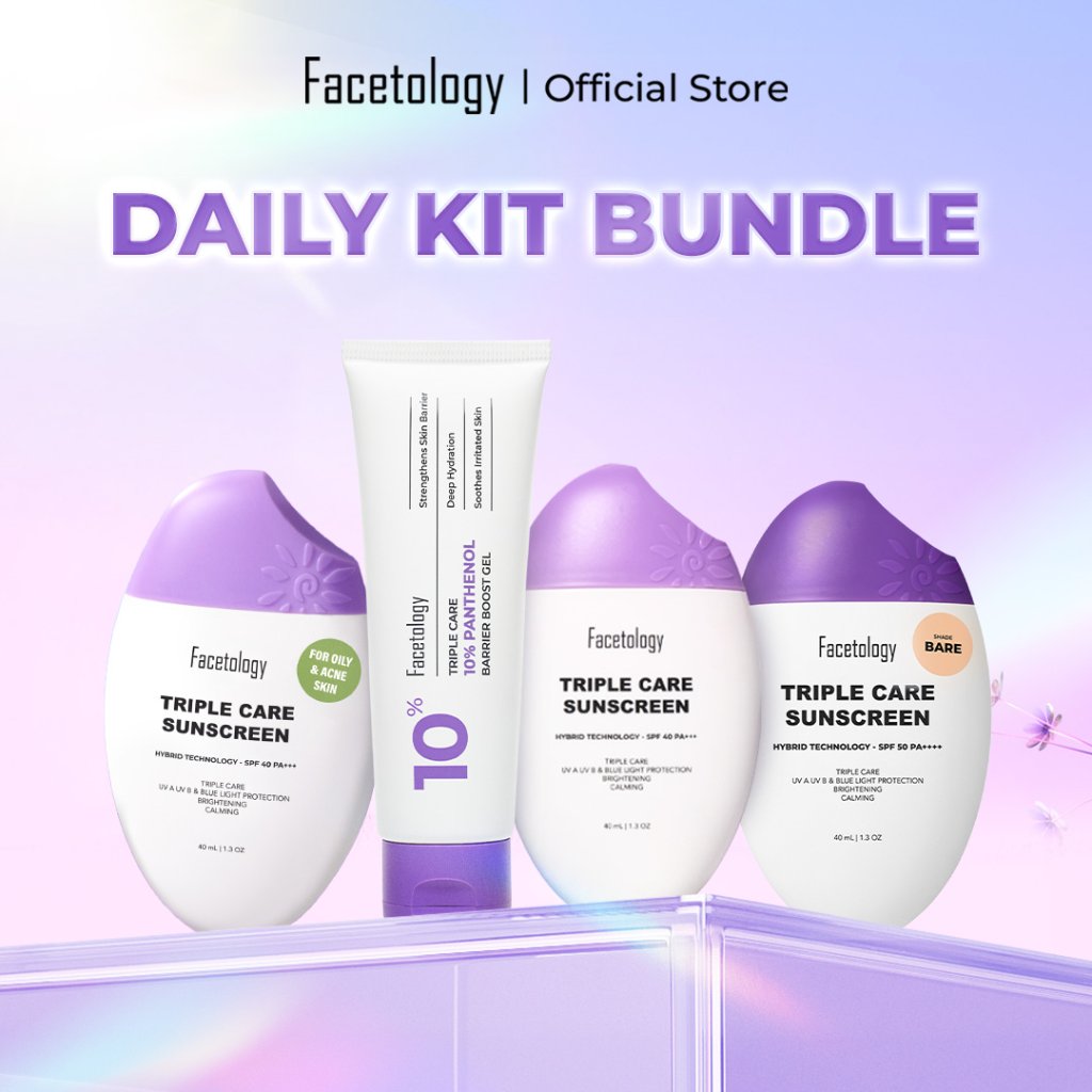 Facetology Bundling Moisturizer Triple Care 10% Panthenol Barrier Boost Gel 40gr + Triple Care Sunsc