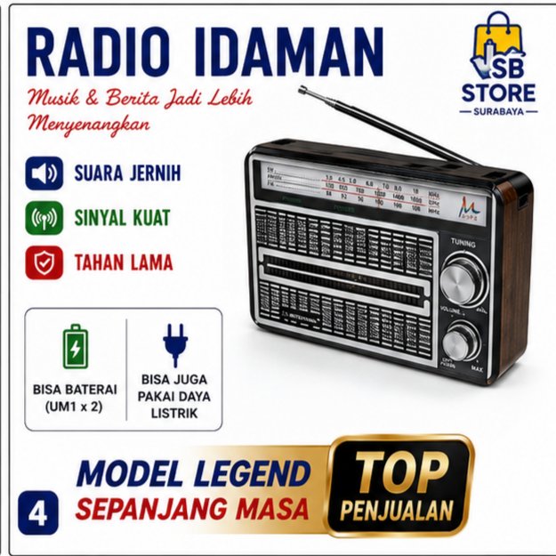 Radio Portable Mitsuyama 3 Band Radio/Music Player