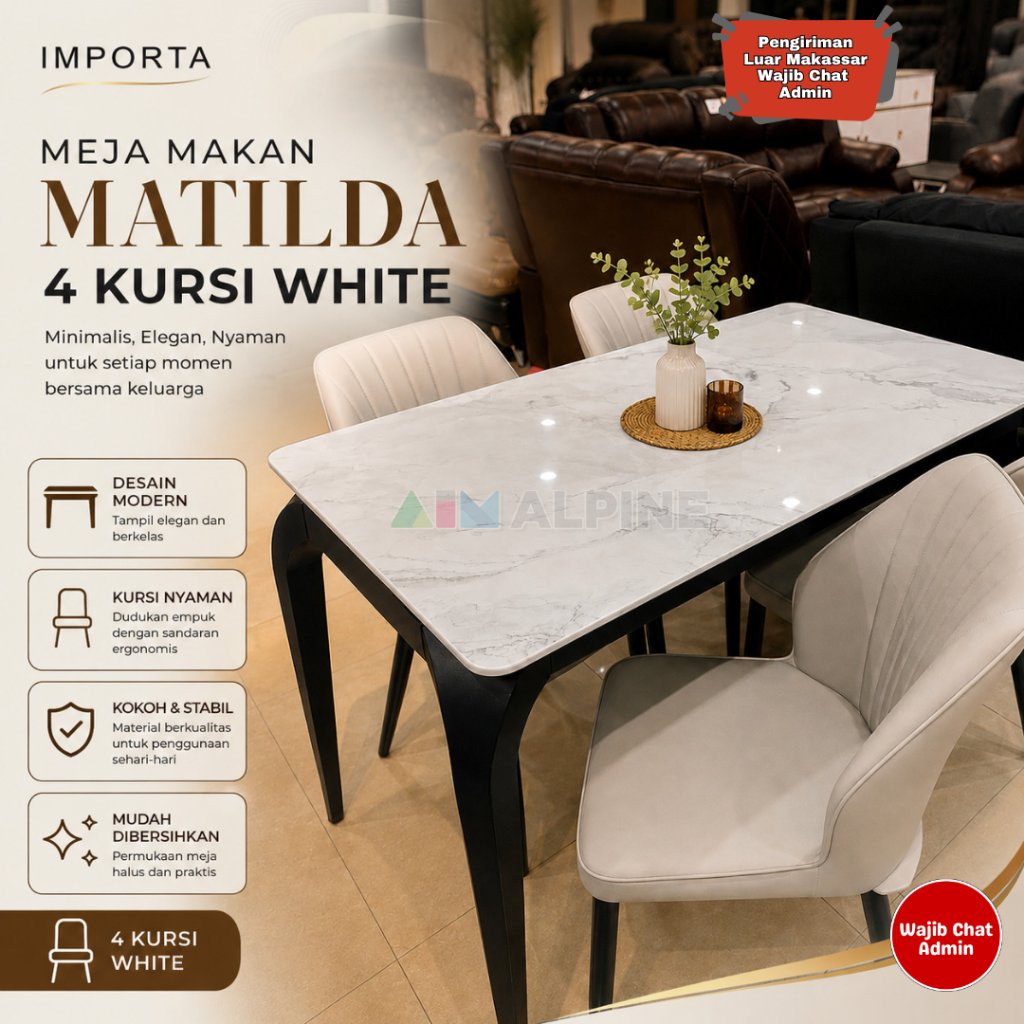 IMPORTA MEJA MAKAN MATILDA  4 KURSI SET