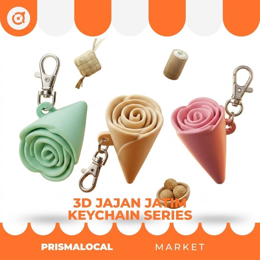 Keychain Gantungan Kunci 3D Jajan Jatim Gambir Blitar Lucu Unik Souvenir Tas Dompet Varian Pink Crea
