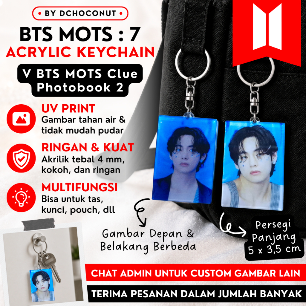Keychain BTS MOTS 7 Clue Photobook All Member | Gantungan Kunci | Army | Bangtan Boys | Kpop Acrylic