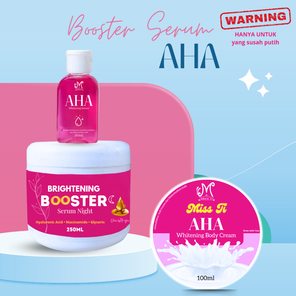 Miss Ti - PAKET BOOSTER 200ml + BLEACHING AHA + Serum AHA pink BPOM Paket pemutih badan masker badan