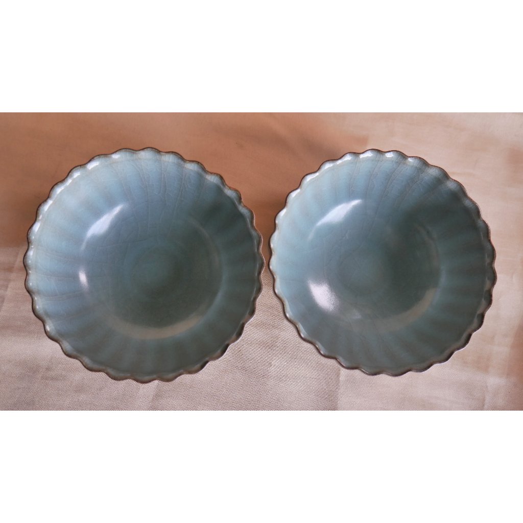 SEPASANG MANGKOK CELADON BIRU abu abu BIJI TIMUN BOWL Celadon keramik antik