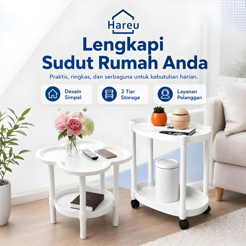 Terlarisss HareU Meja Samping Sofa Nakas Minimalis Kamar Tidur - Sudut Kopi Teras Model Cloud