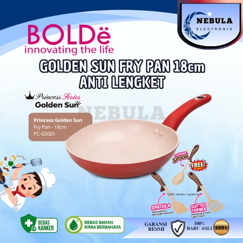 BOLDE GOLDEN SUN PRINCES SERIES FRY PAN 18CM / WAJAN ANTI LENGKET / PANCI GORENG / COOKWARE / ALAT M
