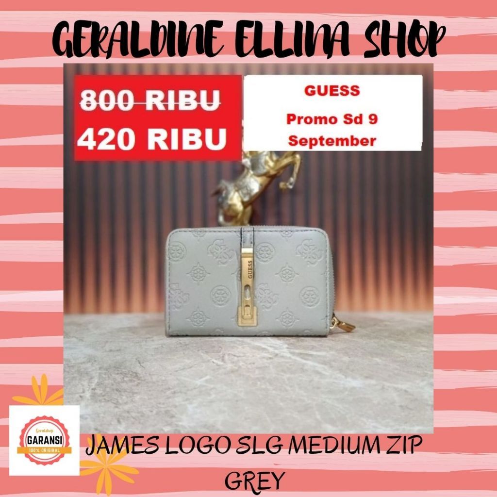 Dompet wanita Guess wallet sale original seri JAMES LOGO SLG MEDIUM ZIP