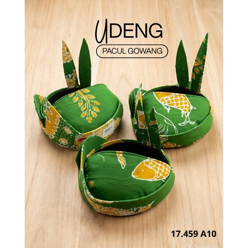 udeng pacul gowang - udeng sidoarjo - udeng pacul gowang motif udang bandeng - udeng hijau