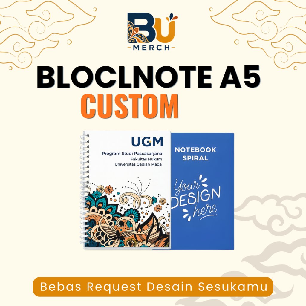 Blocknote A5 Spiraal Custom | Cetak Blocknote Satuan |Isi 50 Lembar | Notebook Spiral Custom Desain