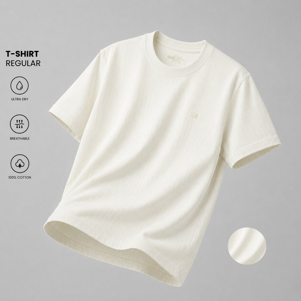 CRD Kaos Premium Cowo Cewe 100% Regular Fit Unisex Broken White - VVMBD.S1FB801S