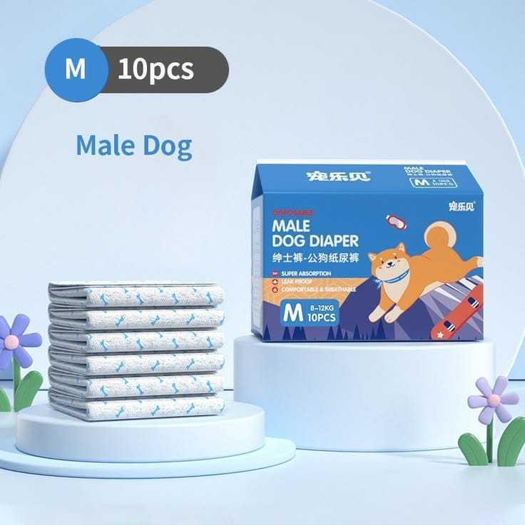 10PCS Popok Anjing Jantan Dog Male Diapers Popok Anti Marking Sekali Pakai EXP 5 APRIL 2027