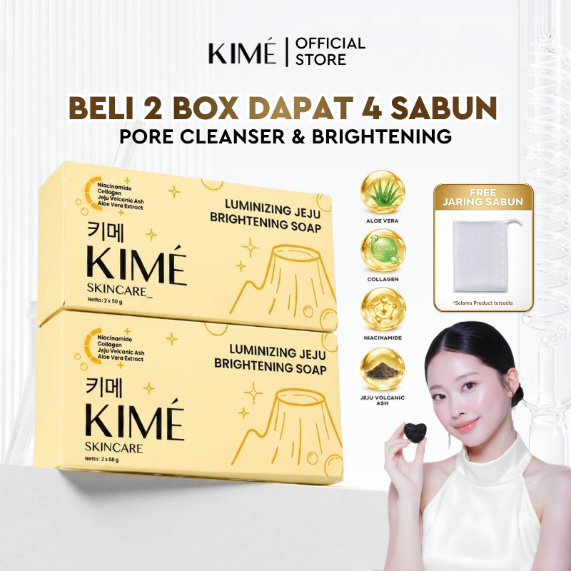 [BELI 2 BOX DAPAT 4 SABUN] KIME LUMINIZING JEJU BRIGHTENING SOAP – Sabun Mandi Pencerah Badan Muka