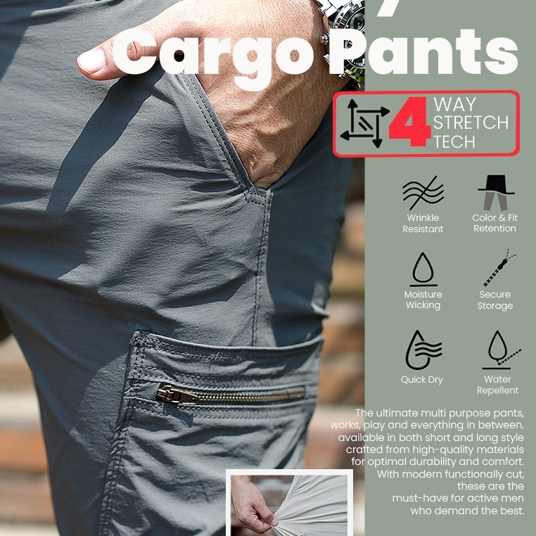 Oxcon Long Pants Cargo 4 WayStretch Nylon Cotton