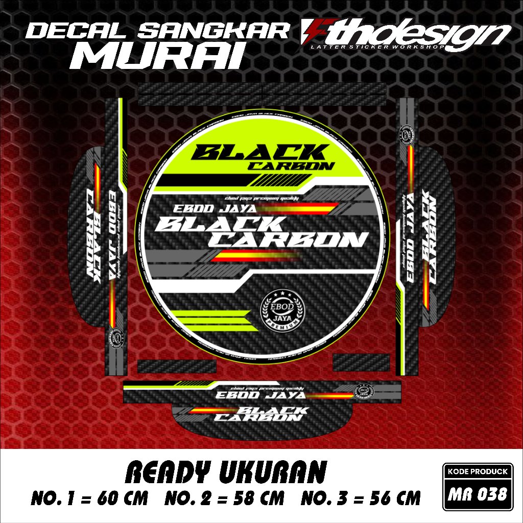 Stiker Sangkar Murai Decal Sangkar Burung Murai Model Terbaru Motif EBOD JAYA BLACK CARBON
