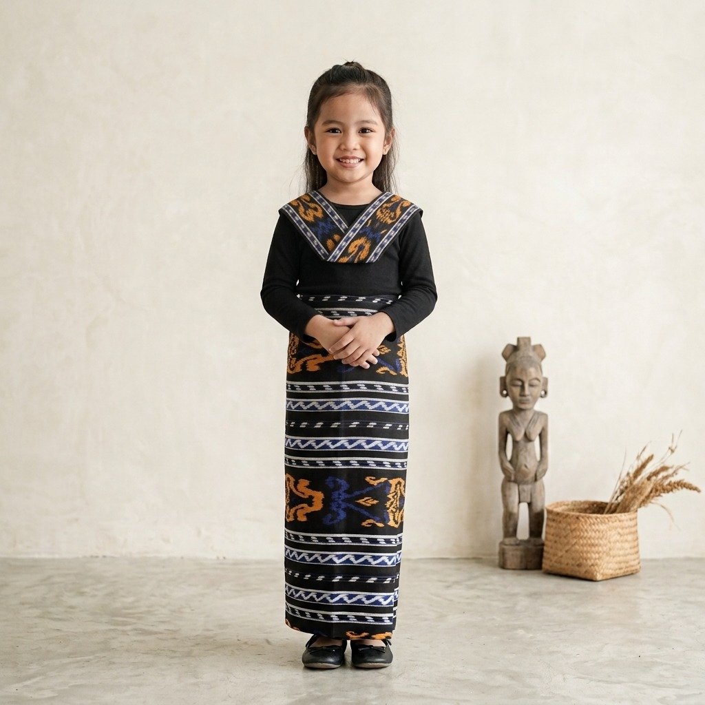 Set Rok Lilit + Selendang Anak Adat Kupang NTT / Set Kain Songket Adat NTT Anak