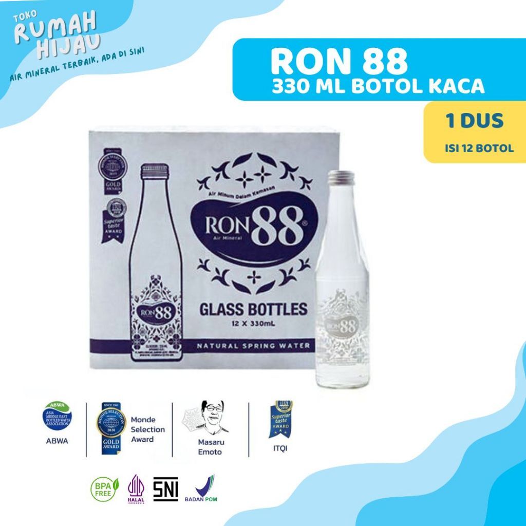 (CARGO) Ron88 Air Mineral Botol Kaca / Mineral Water Glass Bottle 330ml x 12