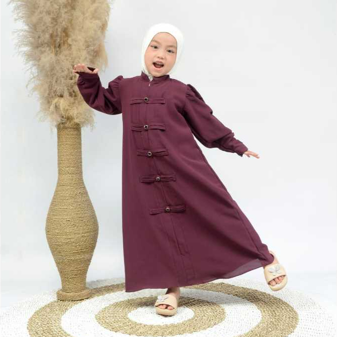 Sabira| Gamis Anak Model Cheongsam Bahan Sabrina Anti UV Size S M L XL XXL 3XL 4XL