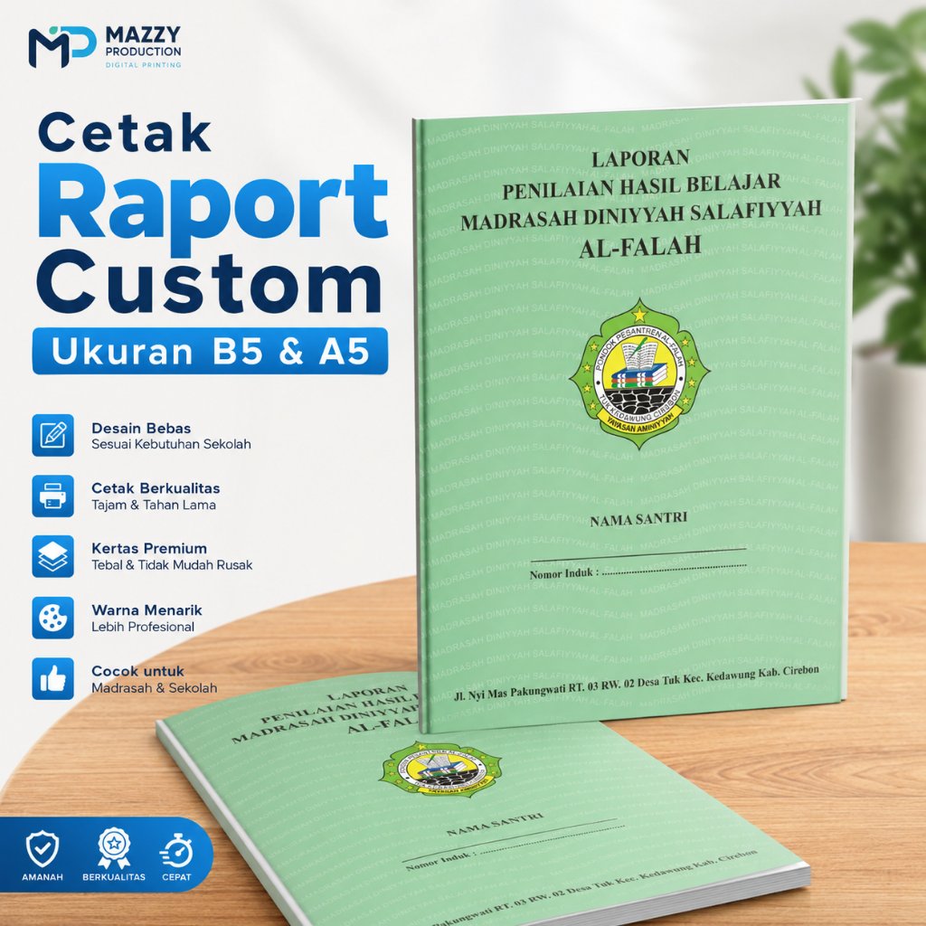 Raport B5 Penilaian Hasil Belajar Santri Madrasah TPQ MDTU MADIN Cetak Custom Ukuran Buku Boxy