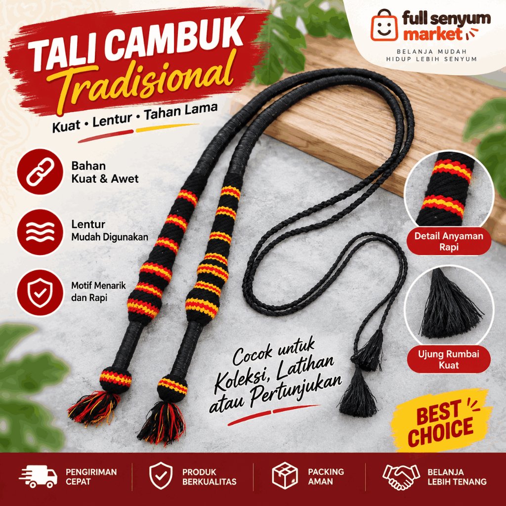 PROMO 1 pcs cambuk pecut gambuh besar pecut bopo 3 meter jaranan kuda lumping