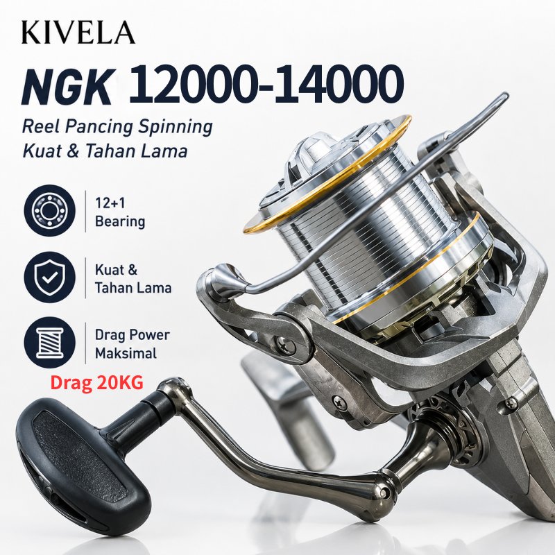 [COD/Garansi] NGK Reel Pancing Laut 10000 12000 14000 Katrol PancingSpinning Reel 8000 9000 Drag 20K