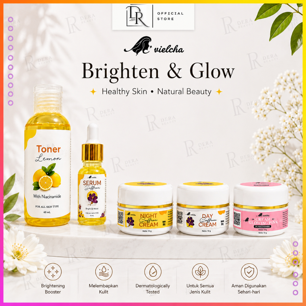 Paket Saffron 5in1 Day & Night Krim Whitening Glowing Serum Toner Pelicin Lemon Mencerahkan Wajah BP