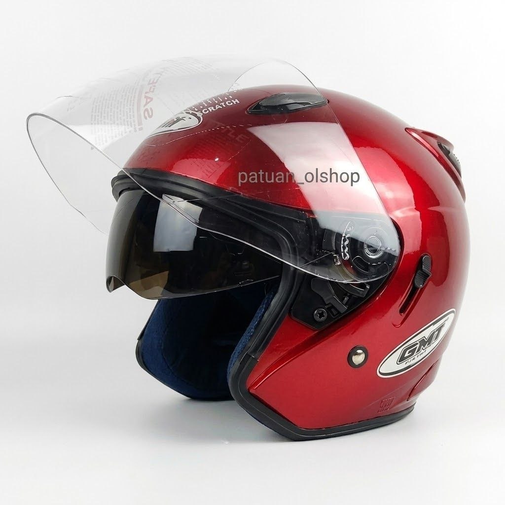 HELM HALF FACE DOUBLE VISOR GMT ORIGINAL HELM SEPEDA MOTOR HELM BIKER HELM PRIA HELM WANITA HELM SNI