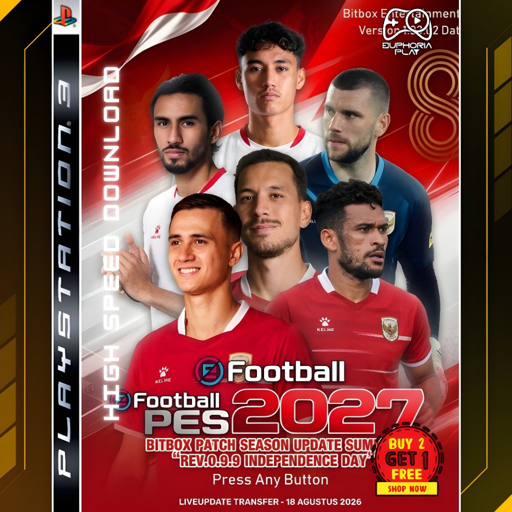 EFOOTBALL PES 2027 – BITBOX PATCH SUMMER SEASON UPDATE REV 0.9.9 – Game PS3 HEN Digital (Format PKG)