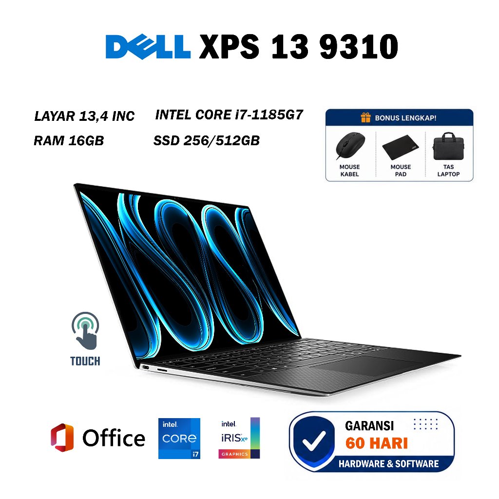 Laptop Dell Xps 13 9310 Core i7 Gen 11 RAM 32/512GB Laptop Ultrabook 13,4 Oled Touchscreen Inci Prem