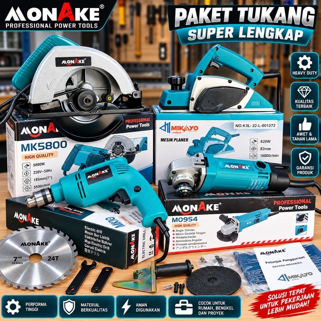 Paket Hemat 3 Item Mesin Las Mailtank 450 watt Mesin Gerinda Tangan 4 in Mesin Bor 10 mm Otomatis SH