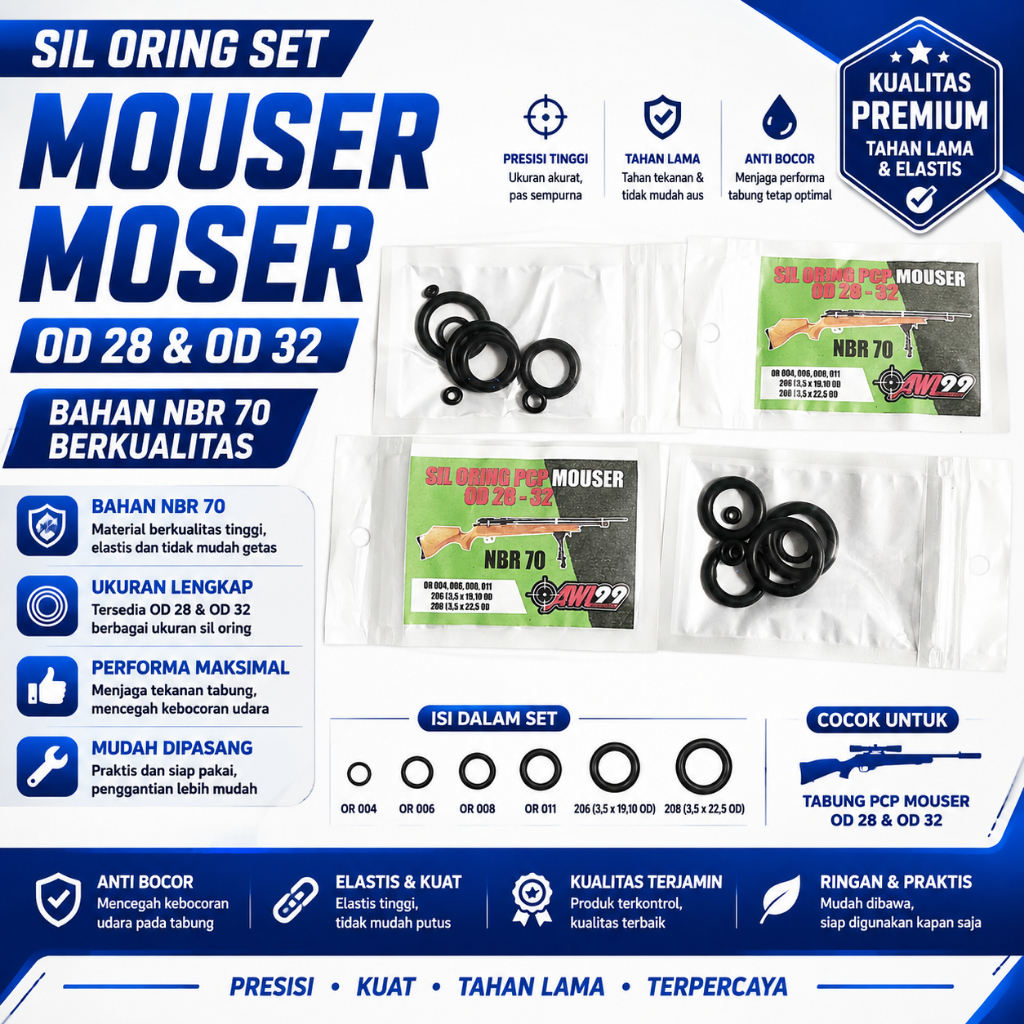 SIL ORING SET MOSER MOUSER OD 28 DAN OD 32 NBR