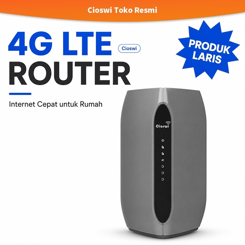 Cioswi Router 4G WiFi Kartu SIM, Modem Internet Rumah Tanpa Kabel, 500Mbps, Support 32 User